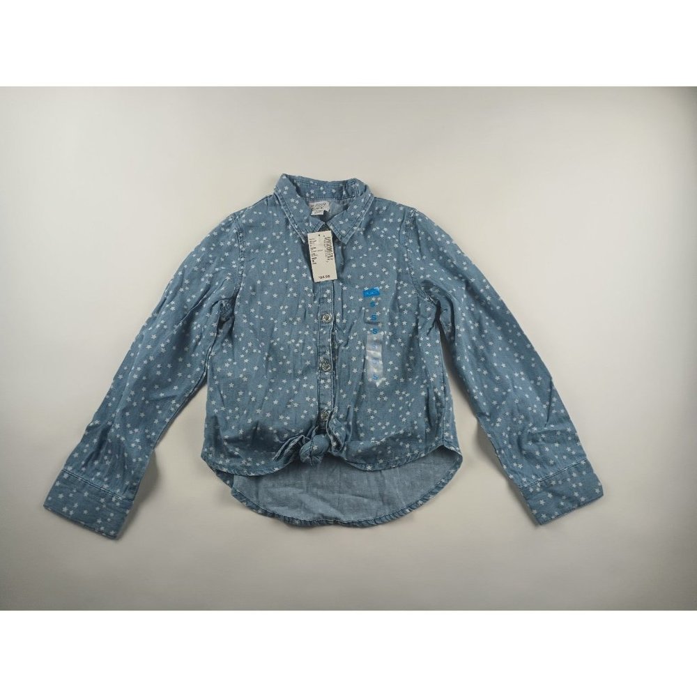 The Children's Place Star Theme Button Down Long Sleeve Shirt Girls' Small NWT